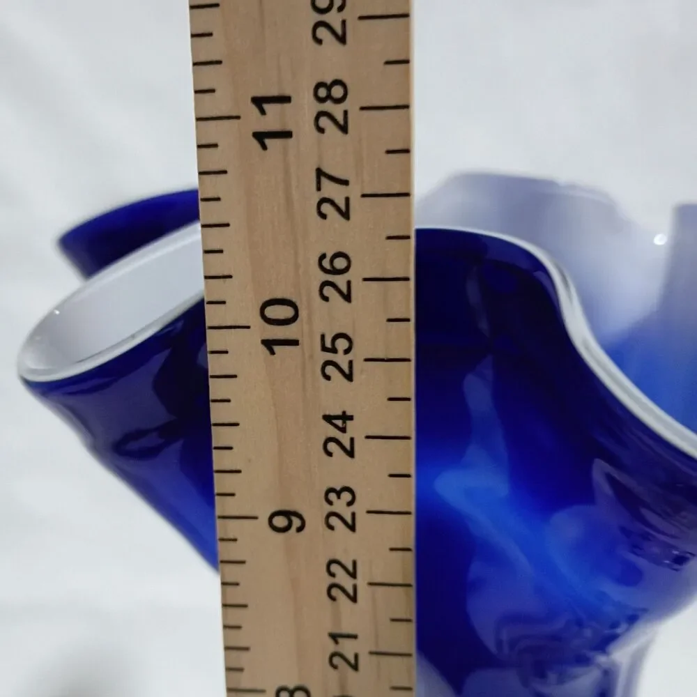 Murano-style art glass vase Blue And Yellow Floral